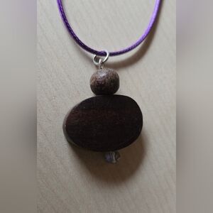 Elegant Brown Wood Pendant Necklace